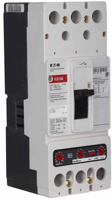 Cutler Hammer HJD3100 Circuit Breaker | 600V 100A 3P 65kA@480V Feed-Thru Series C