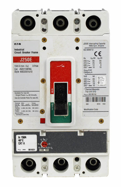 Cutler Hammer JGE3150FAG Circuit Breaker | Series G JGE 600V 150A