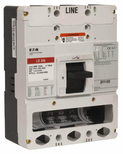 Cutler Hammer LD2500W Molded Case Circuit Breaker | 600V 500A 2P 35kA@480V Bolt-On Series C