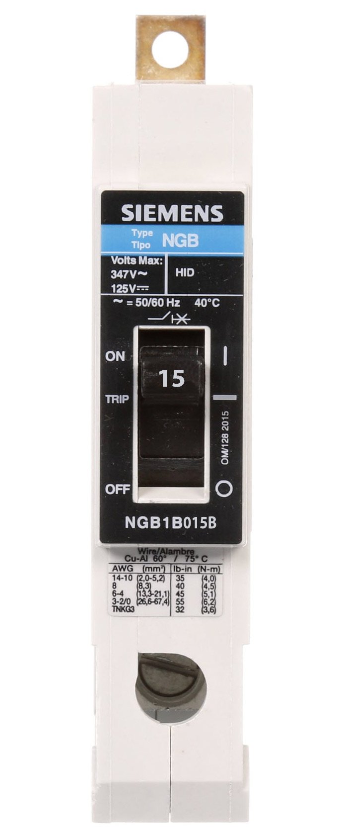 Siemens NGB1B015B Molded Case Circuit Breaker | 347V 15A 1P 25kA@277V Bolt-On VL Series