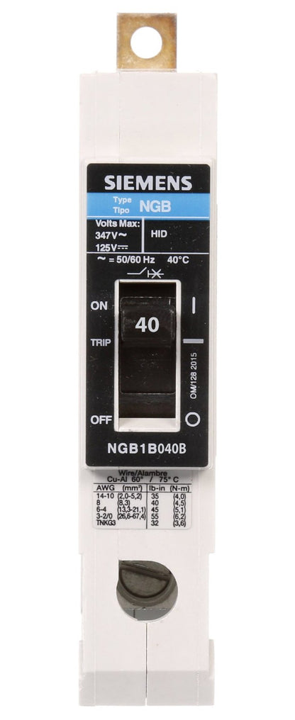 Siemens NGB1B040B Molded Case Circuit Breaker | 347V 40A 1P 25kA@277V Bolt-On VL Series