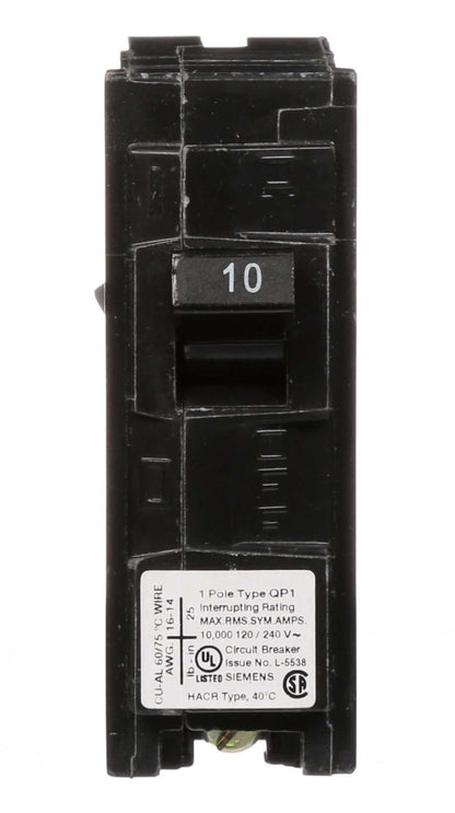 Siemens Q110 Circuit Breaker | 120V 10A 1P 10kA@120V Plug-In Q Series
