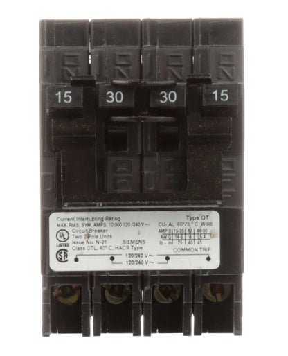 Siemens Q21530CT2 Circuit Breaker | 240V 30A 2P 10kA@240V Plug-In Q Series