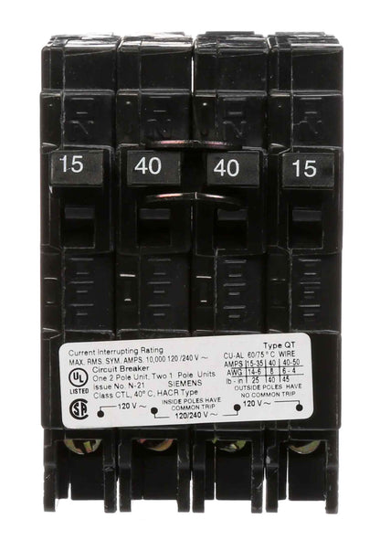Siemens Q21540CT Circuit Breaker | 240V 40A 2P 10kA@240V Plug-In Q Series