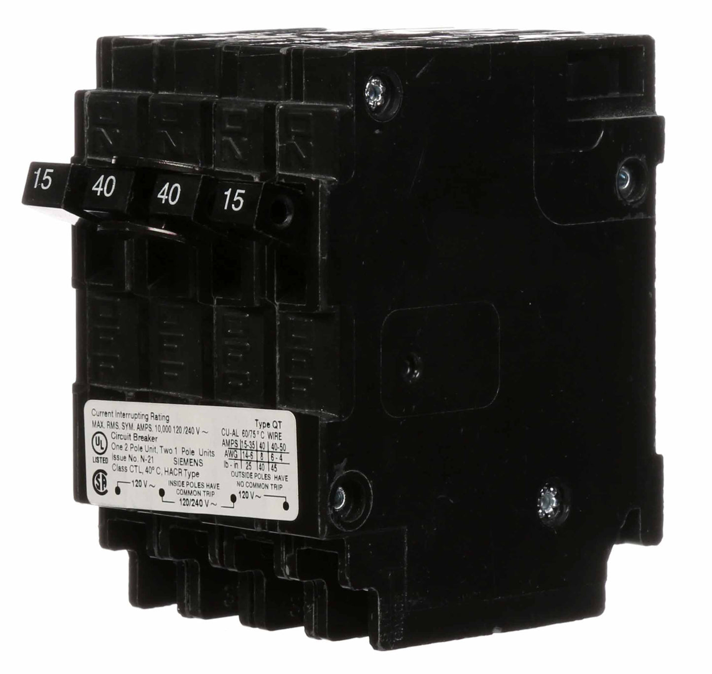 Siemens Q21540CT Circuit Breaker | 240V 40A 2P 10kA@240V Plug-In Q Series