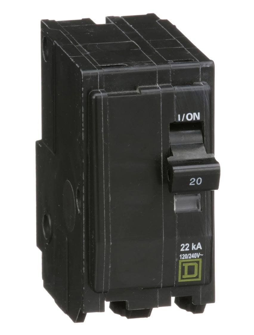 Square D QO220VH Circuit Breaker 120/240V 20A 2Pole 22kA@120V Plug-In QO Series