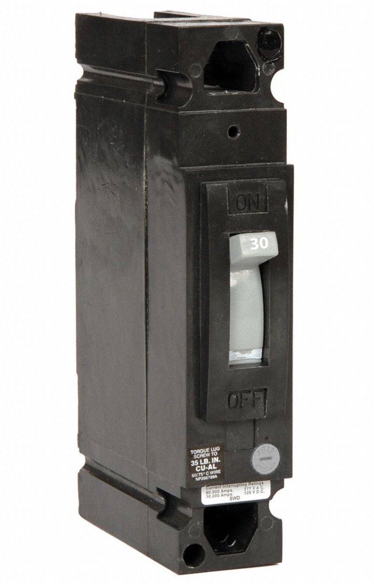 General Electric TED113030 Circuit Breaker | 277V 30A 1P 14kA@277V Bolt-On E150 Line
