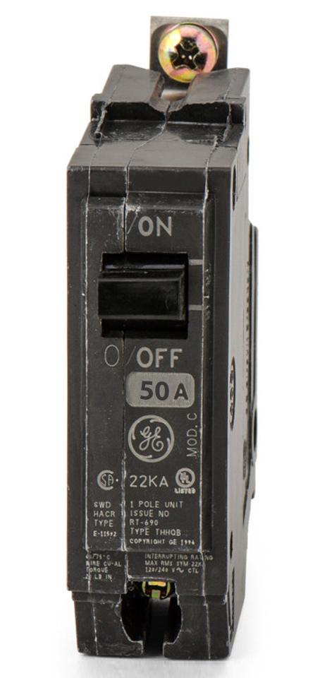 General Electric THHQB1150 Circuit Breaker | 120V 50A 1P 22kA@120V Bolt-On Q-Line