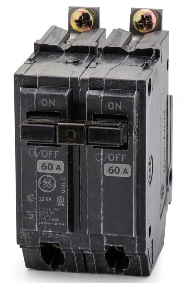 General Electric THHQB2160 Circuit Breaker | 240V 60A 2P 22kA@240V Bolt-On Q-Line