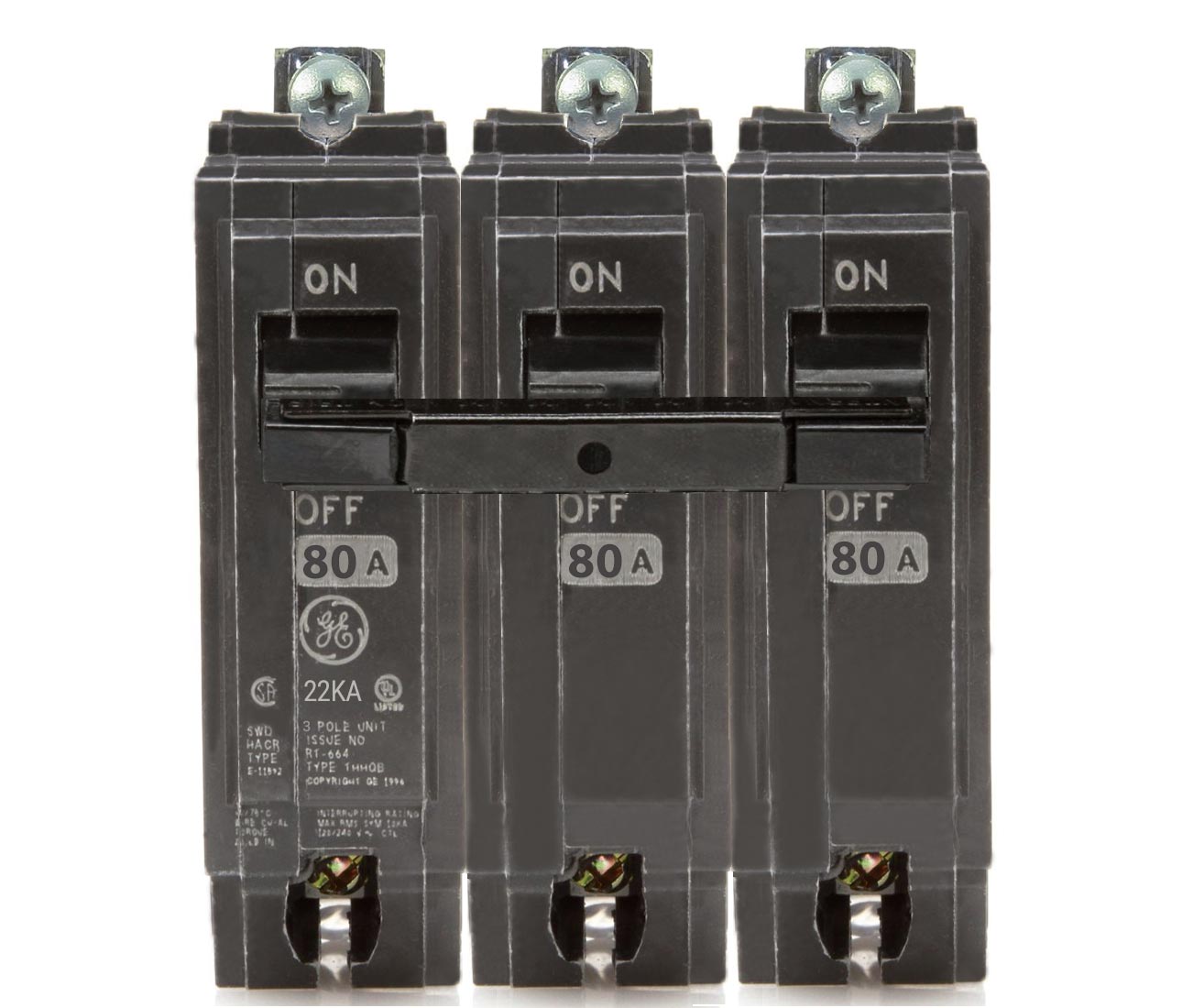 General Electric THHQB32080 Circuit Breaker | 208V 80A 3P 22kA@208V Bolt-On Q-Line