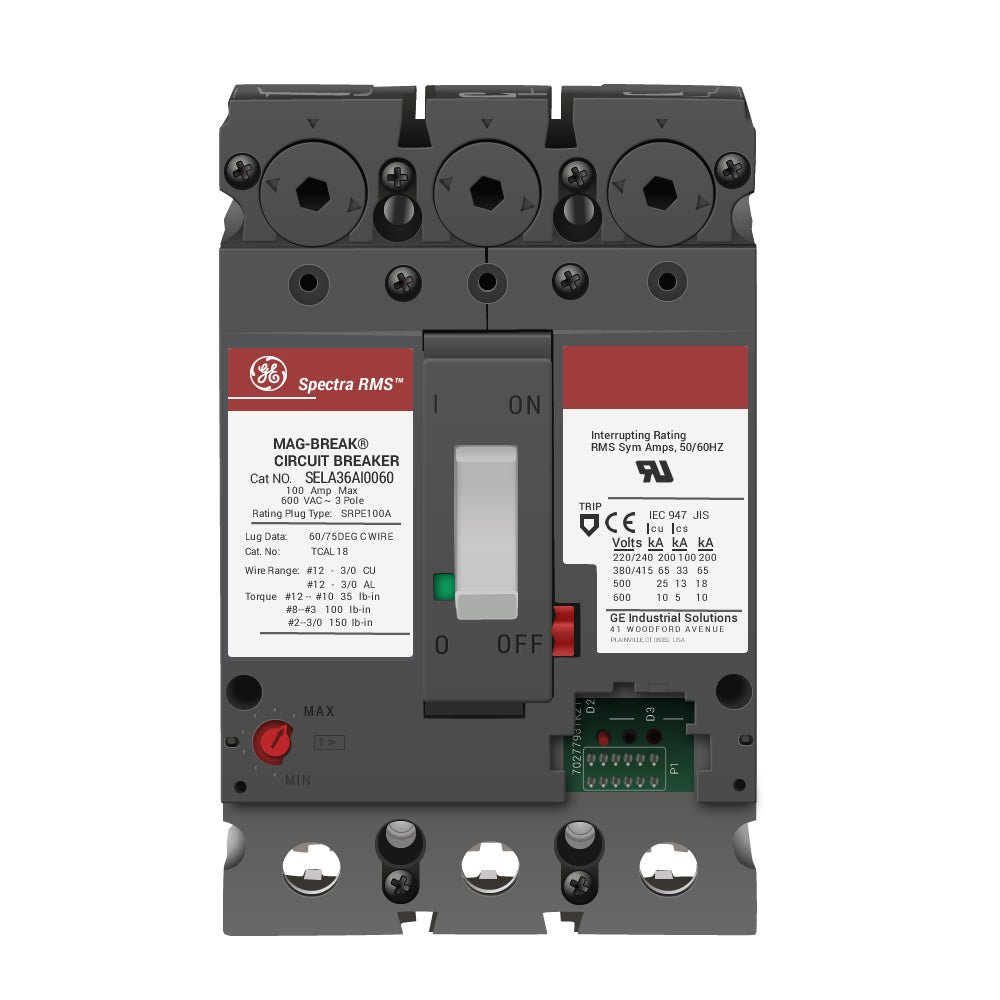 General Electric SELA36AI0060 Circuit Breaker | 600V 60A 3P 65kA@480V Bolt-On Spectra Series
