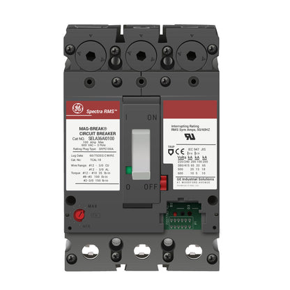 General Electric SELA36AI0100 Molded Case Circuit Breaker | 600V 100A 3P 65kA@480V Bolt-On Spectra Series