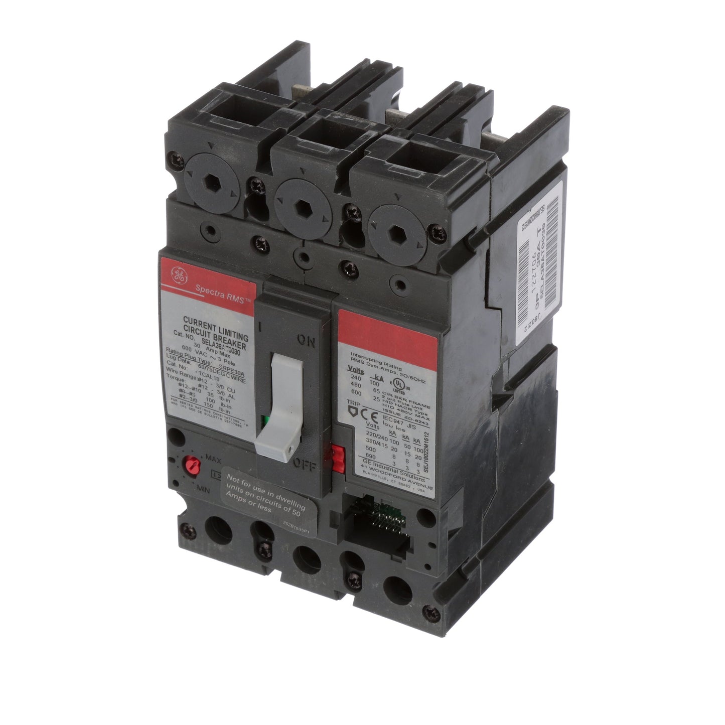 General Electric SELA36AT0030 Circuit Breaker | 600V 30A 3P 65kA@480V Spectra Series