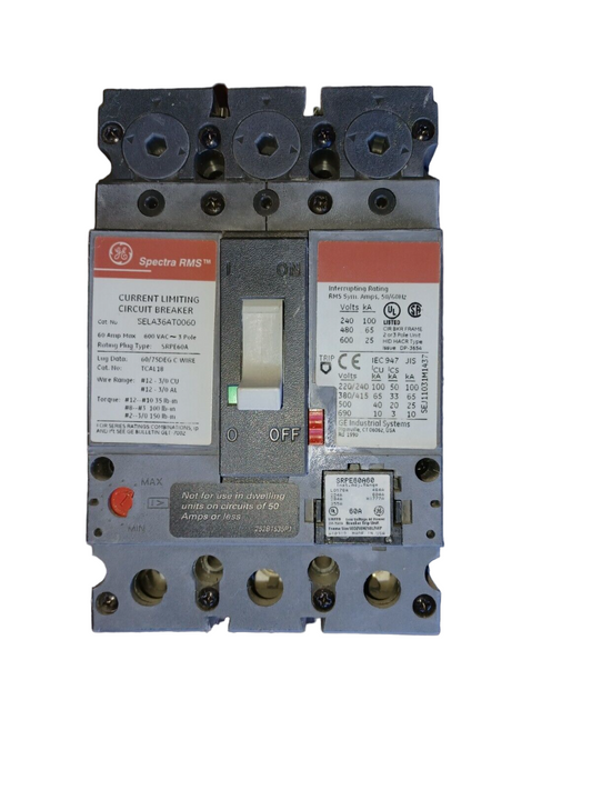 SELA36AT0060 - General Electric Bolt-On 60 Amp 3 Pole Circuit Breaker - Essential Electric Supply