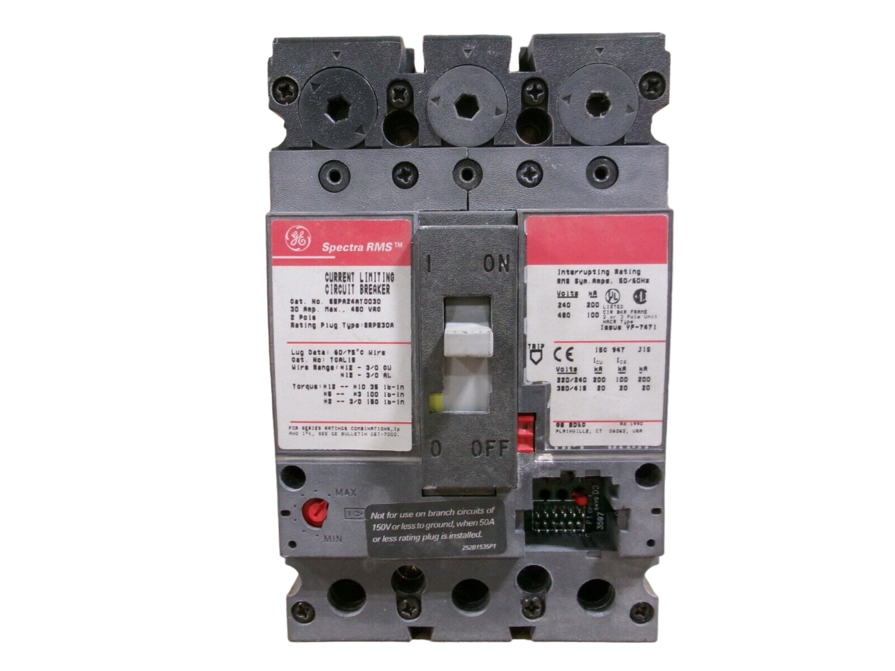 SEPA24AT0030 - General Electric Bolt-On 480V 30A 2 pole circuit breaker 100kA@480V - Essential Electric Supply