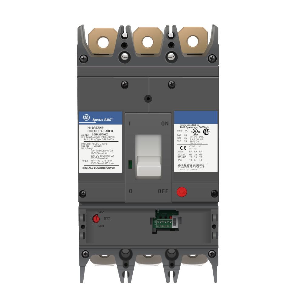 General Electric SGHA36AT0600 Circuit Breaker | 600V 600A 3P 35kA@480V Bolt-On Spectra Series