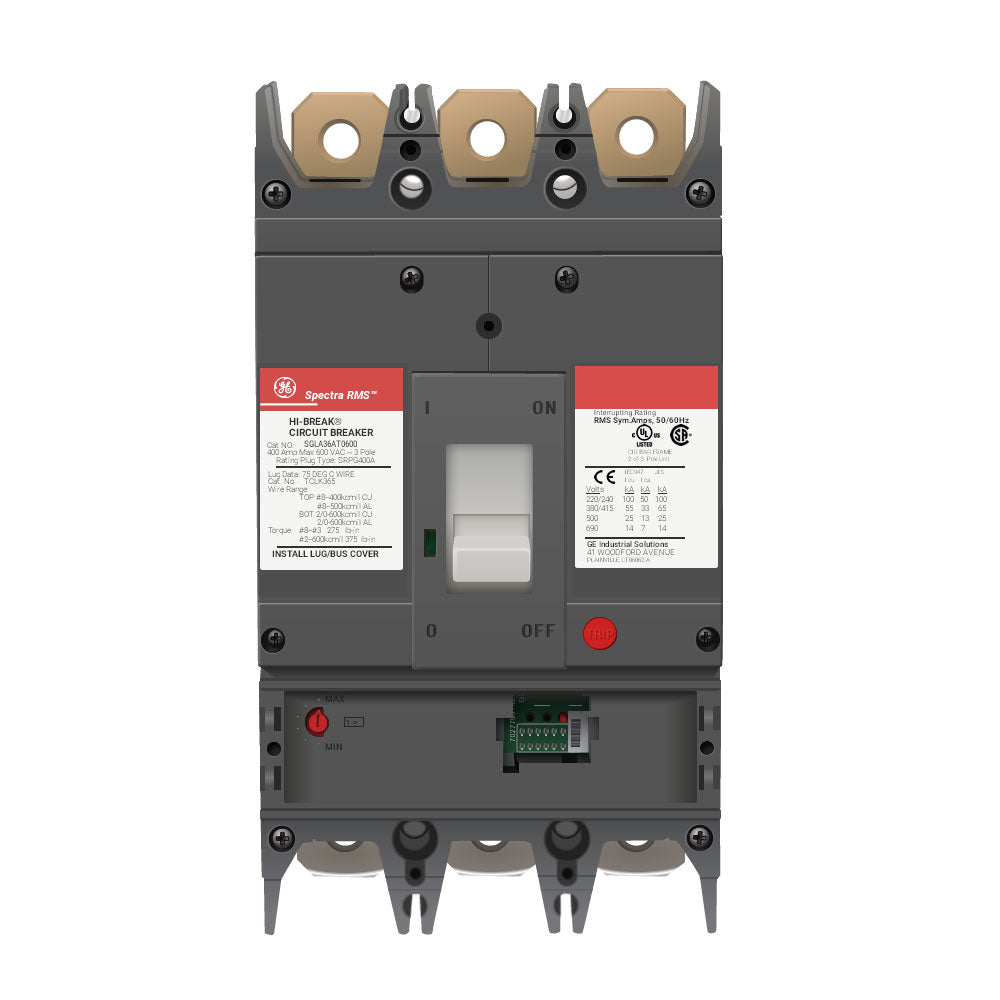 General Electric SGLA36AT0600 Circuit Breaker | 600V 600A 3P 65kA@480V Bolt-On Spectra Series
