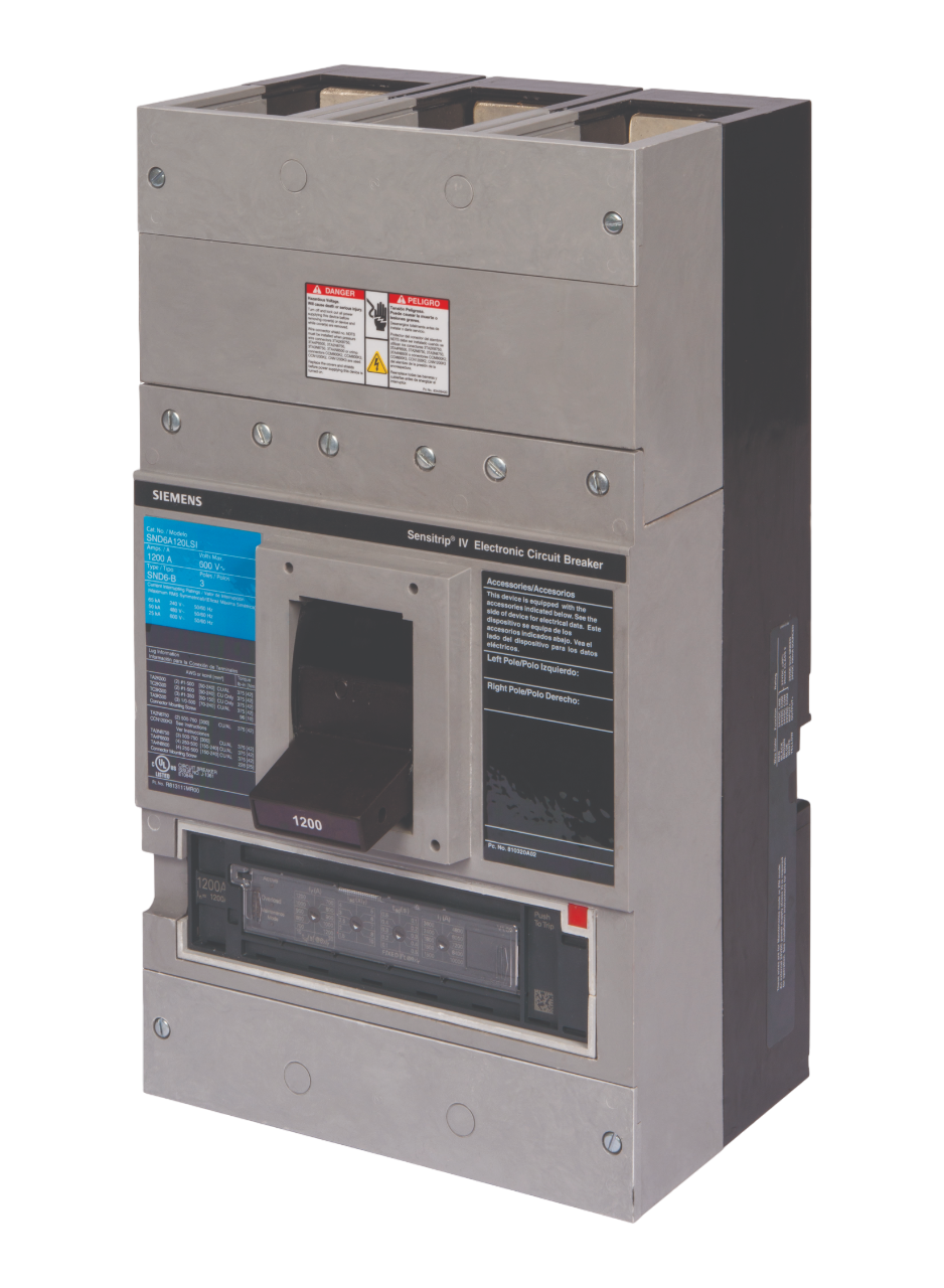 Siemens SND6B120LSIGH Circuit Breaker | 600V 1200A 3P 50kA@480V Feed-Thru LSIG Sentron Series