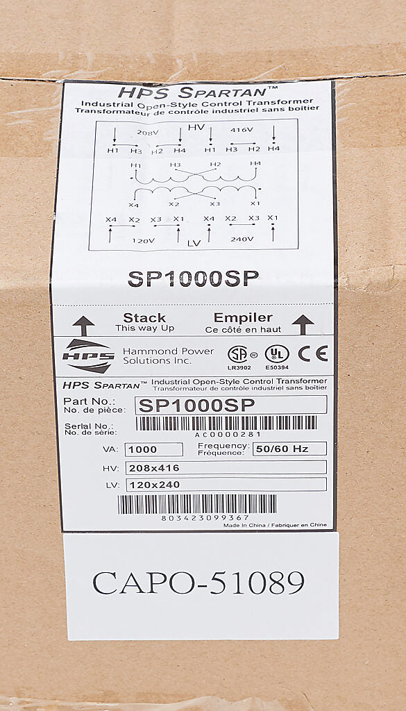 Hammond SP1000SP Transformer | 1 Phase 208x416V Primary 120x240V Secondary 50/60Hz Copper