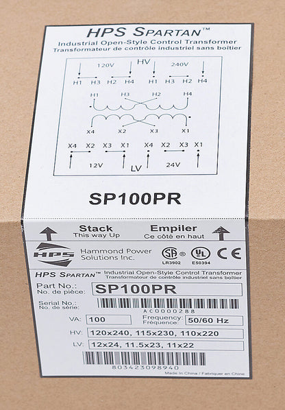 Hammond Power Solutions SP100PR Transformer | 120x240V Primary 12x24V Secondary 50/60Hz Seismic Compliant