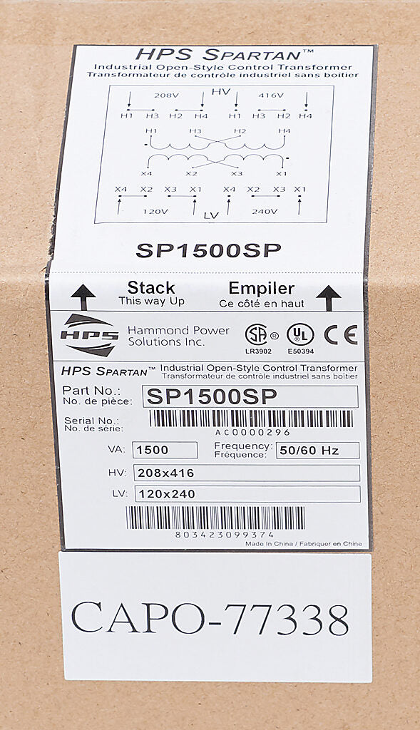 Hammond Power Solutions SP1500SP Transformer 208x416V/120x240V Seismic Compliant