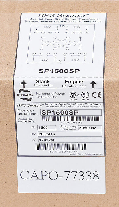 Hammond Power Solutions SP1500SP Transformer 208x416V/120x240V Seismic Compliant