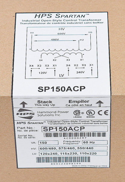 Hammond SP150ACP Transformer | 1 Phase 60Hz 600 480V Primary 120x240V Secondary Copper