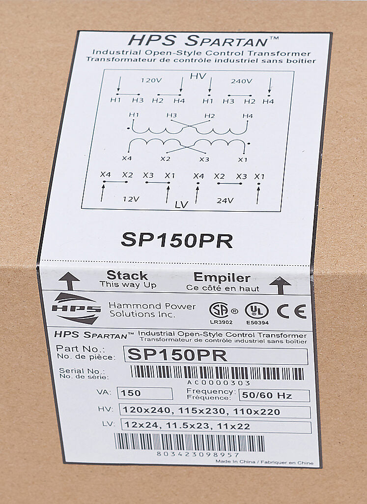 Hammond Power Solutions SP150PR Transformer | 120x240V Primary 12x24V Secondary Seismic Compliant