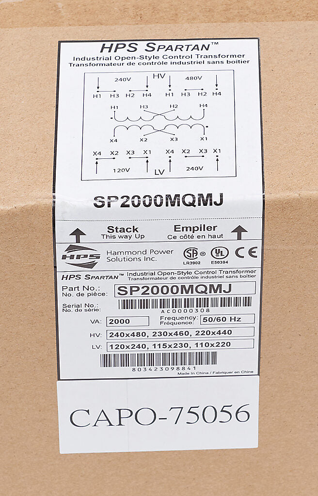 Hammond Power Solutions SP2000MQMJ Transformer | 2.36 kVA Seismic Rated