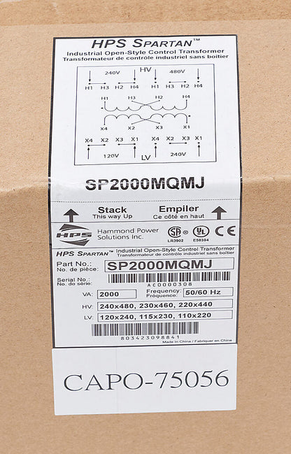 Hammond Power Solutions SP2000MQMJ Transformer | 2.36 kVA Seismic Rated