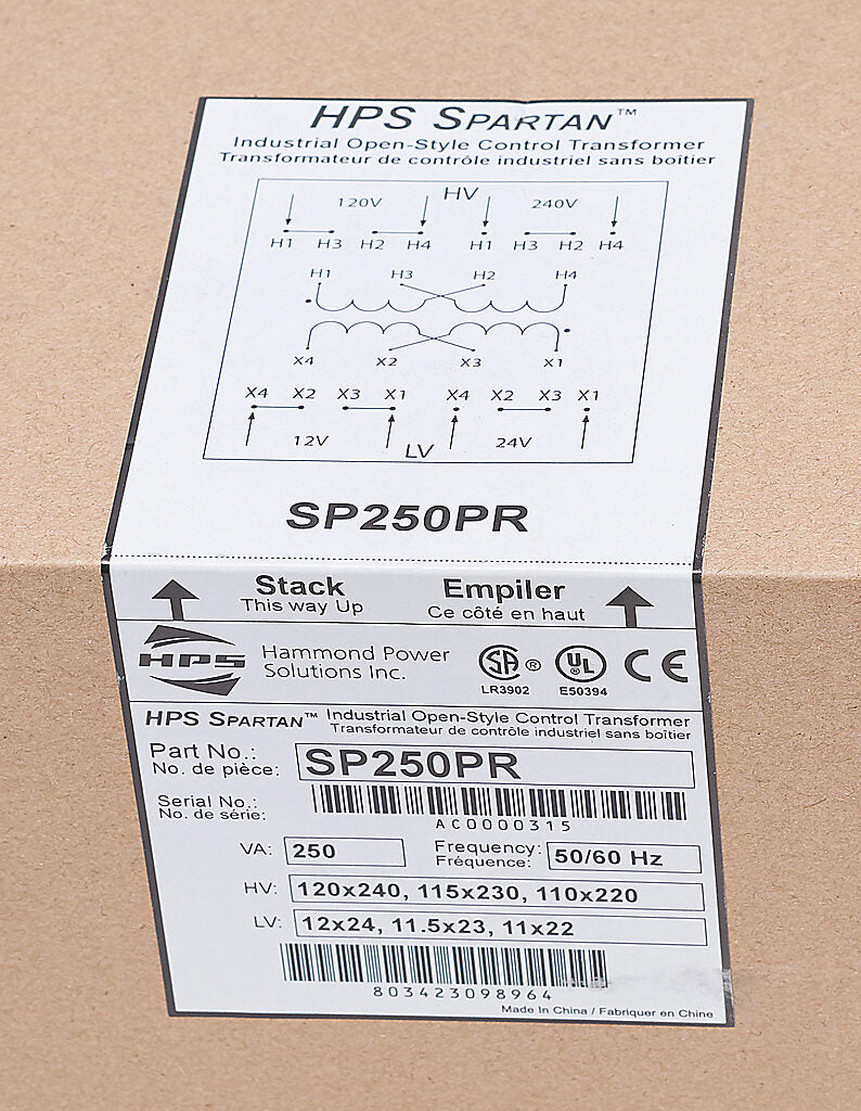 Hammond Power Solutions SP250PR Transformer | 120x240V to 12x24V 50/60Hz