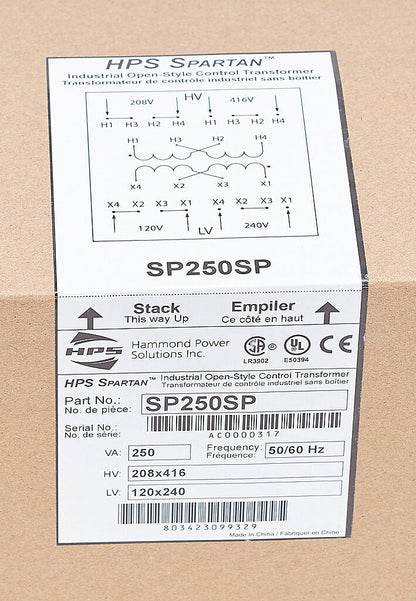 Hammond Power Solutions SP250SP Transformer | 208x416V Primary 120x240V Secondary Seismic Rated