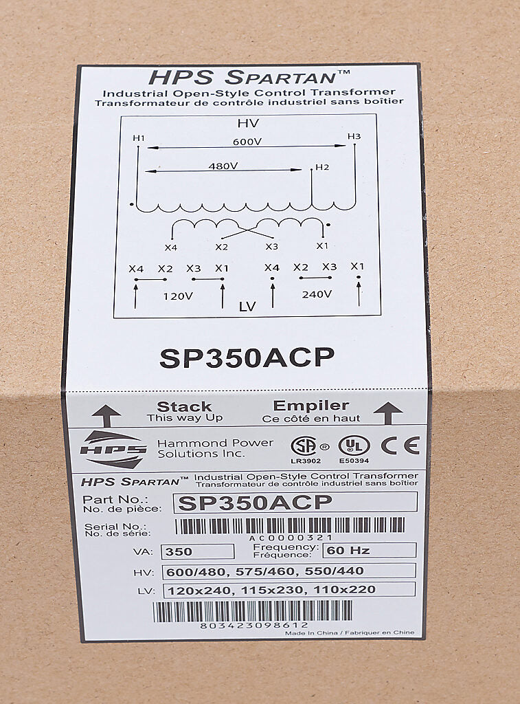 Hammond Power Solutions SP350ACP Transformer | 600/480V to 120x240V Seismic Rated