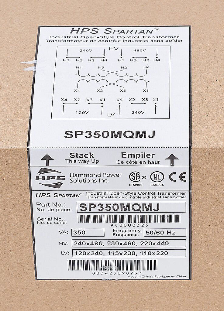 Hammond Power Solutions SP350MQMJ Transformer | 240x480V 120x240V 50/60Hz Seismic Compliant
