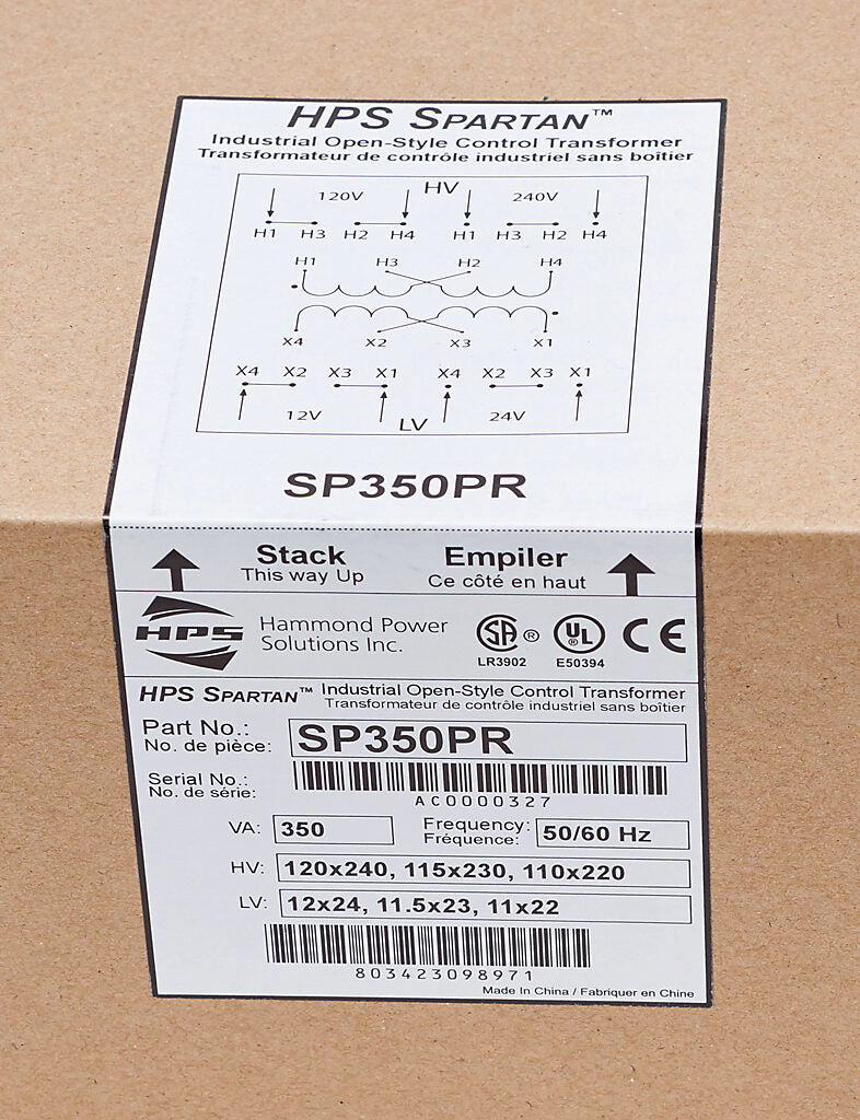 Hammond Power Solutions SP350PR Transformer 120x240V to 12x24V Seismic Compliant