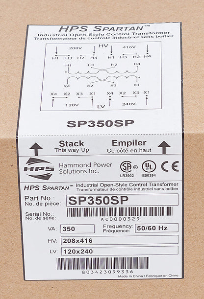 Hammond Power Solutions SP350SP Transformer | 208x416V/120x240V Seismic Compliant