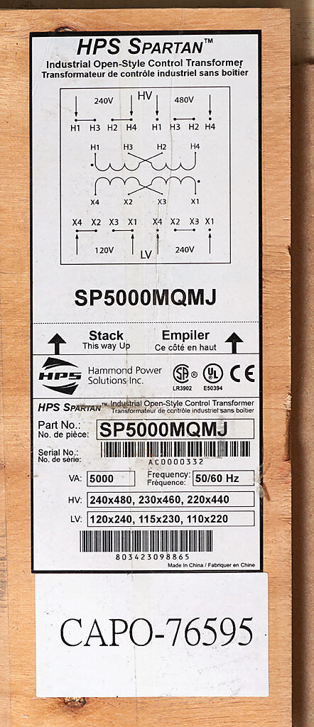 Hammond Power Solutions SP5000MQMJ Transformer | 5.90325 EKVA 240x480V 120x240V