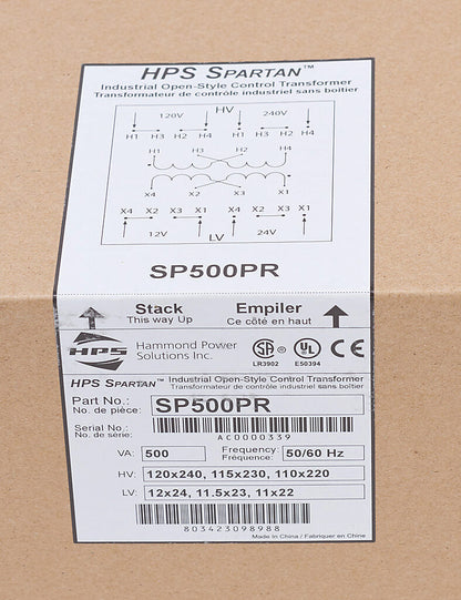 Hammond Power Solutions SP500PR Transformer | 120x240V Primary 12x24V Secondary Seismic Compliant