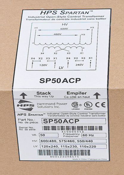 Hammond Power Solutions SP50ACP Transformer 600/480V to 120x240V Seismic Compliant