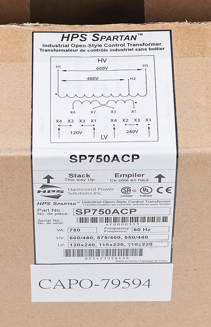 Hammond Power Solutions SP750ACP Transformer 600/480V to 120x240V Seismic Compliant