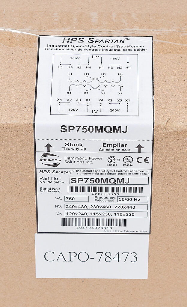 Hammond Power Solutions SP750MQMJ Transformer | 240x480V Primary 120x240V Secondary Seismic Certified