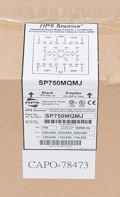 Hammond Power Solutions SP750MQMJ Transformer | 240x480V Primary 120x240V Secondary Seismic Certified