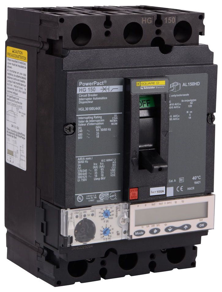 HGL36100U43X - Square D/ Schneider Electric Feed-Thru 100 Amp 3 Pole Circuit Breaker - Essential Electric Supply