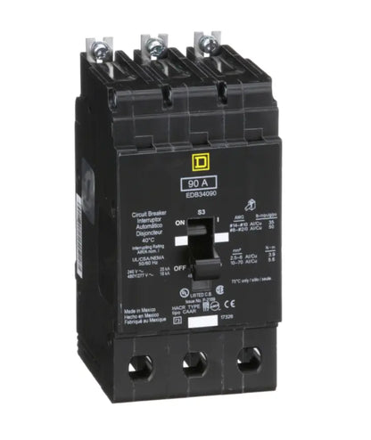 EDB34090 - Schneider Electric/ Square D Bolt-On 90 Amp 3 Pole Circuit Breaker - Essential Electric Supply