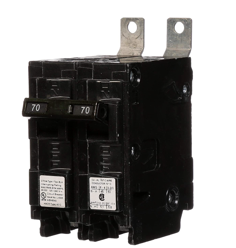 B270H - SIemens Bolt-On 70 Amp 2 Pole Circuit Breaker - Essential Electric Supply