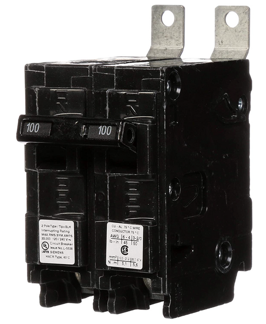 Siemens B2100 Circuit Breaker | 240V 100A 2P 10kA@240V Plug-In BL Series