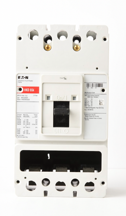 Cutler Hammer HKD3400F Circuit Breaker | 600V 400A 3P 65kA@480V Bolt-On Series C