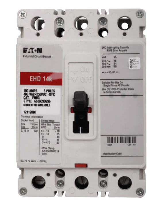 EHD3100KL Cutler Hammer Molded Case Circuit Breaker Series C 100A 480V - Essential Electric Supply