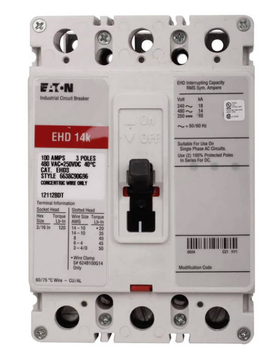 EHD3100KL Cutler Hammer Molded Case Circuit Breaker Series C 100A 480V - Essential Electric Supply