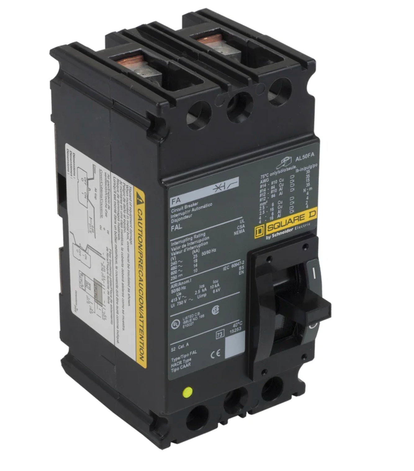 FAL26100 - Square D Feed-Thru 600V 100A 2 pole circuit breaker 18kA@480V - Essential Electric Supply